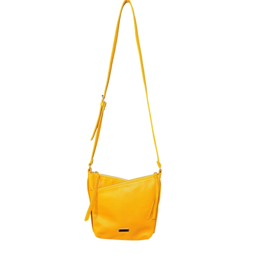 Nautica Yellow Crossbody Bag Pebbled Leather Purse Asymmetric Pocket Zipper